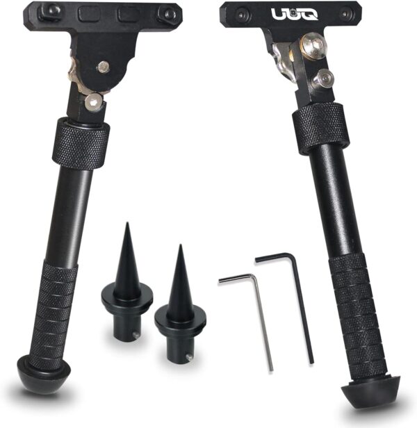 UUQ QV8 6-9 Inches Tactical Rifle Adjustable Bipod for Hunting and Shooting, Mount Base for Mlok Handguards, Directly Attach to M-Rail System, w/Spike Feet