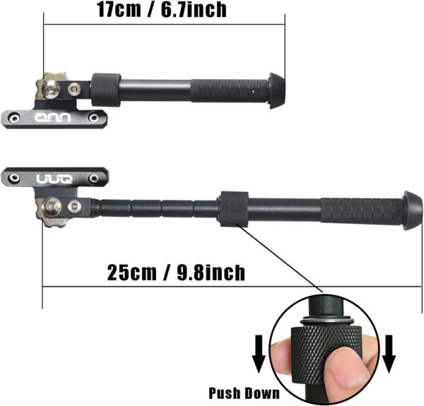 UUQ QV8 6-9 Inches Tactical Rifle Adjustable Bipod for Hunting and Shooting, Mount Base for Mlok Handguards, Directly Attach to M-Rail System, w/Spike Feet - Image 3