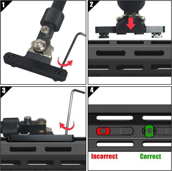 UUQ QV8 6-9 Inches Tactical Rifle Adjustable Bipod for Hunting and Shooting, Mount Base for Mlok Handguards, Directly Attach to M-Rail System, w/Spike Feet - Image 4
