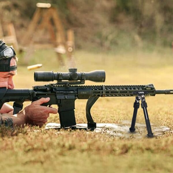 UUQ QV8 6-9 Inches Tactical Rifle Adjustable Bipod for Hunting and Shooting, Mount Base for Mlok Handguards, Directly Attach to M-Rail System, w/Spike Feet - Image 8