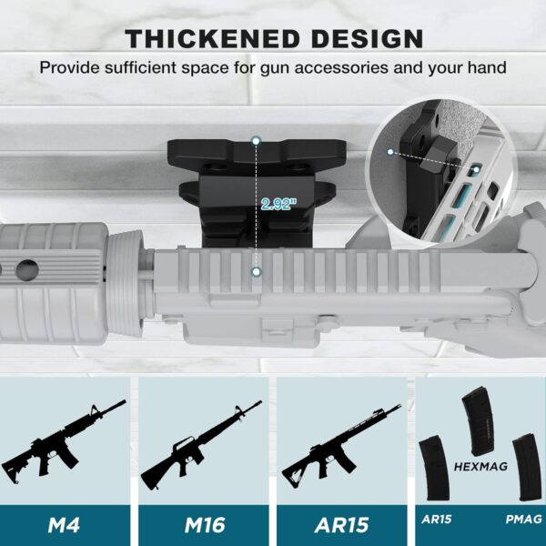 Upgraded Gun Wall Mount for 223/5.56 Rifle, Double Pmag Quick Defense Mount Wall Rack Gun Accessories Ar Wall Mount with Gun Holder Solid Strong Withstand 300Lbs of Tension - Image 5