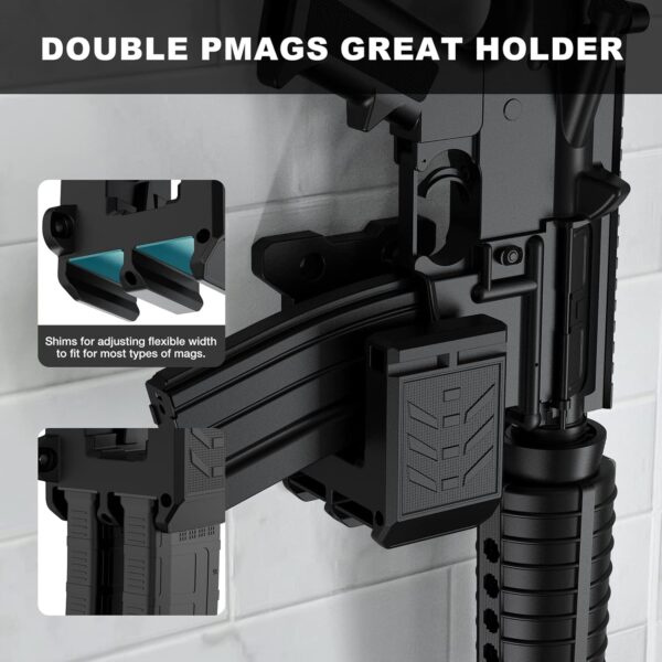 Upgraded Gun Wall Mount for 223/5.56 Rifle, Double Pmag Quick Defense Mount Wall Rack Gun Accessories Ar Wall Mount with Gun Holder Solid Strong Withstand 300Lbs of Tension - Image 7